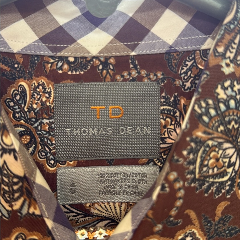 Thomas Dean Men's Brown Paisley Shirt